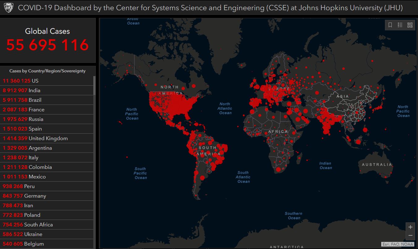 A világ koronavírus térképe