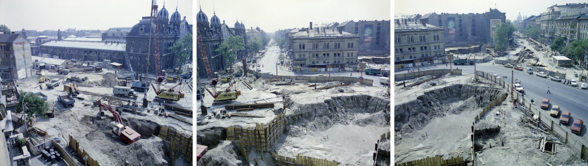 A Nyugati (Marx) tér az aluljáró és a felüljáró építési munkálatai közben 1978-ban_Fortepan_UVATERV